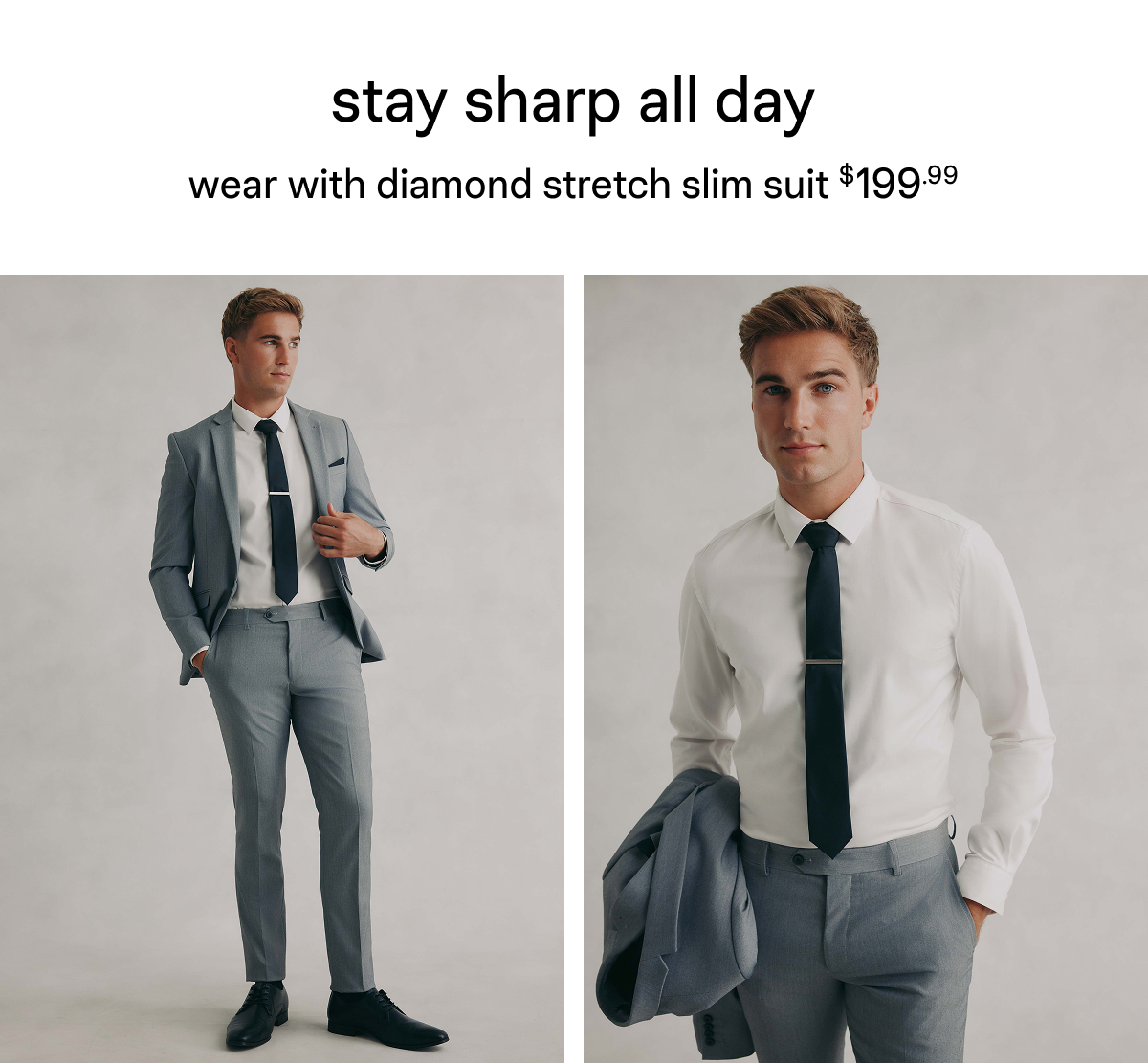 Light Grey Diamond Skinny Suit
