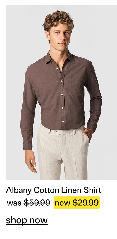 Rust Brown Albany Cotton Linen Casual Shirt