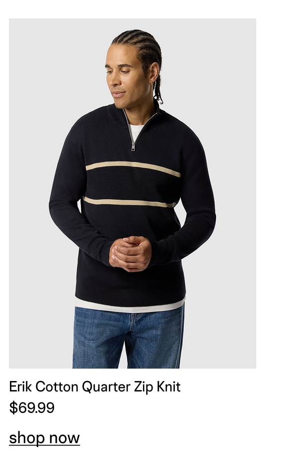 Navy Erik Cotton Quarter Zip Knit