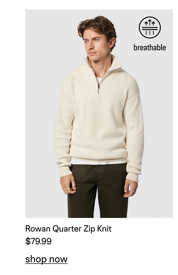 Ecru Rowan Cotton Blend Quarter Zip Knit