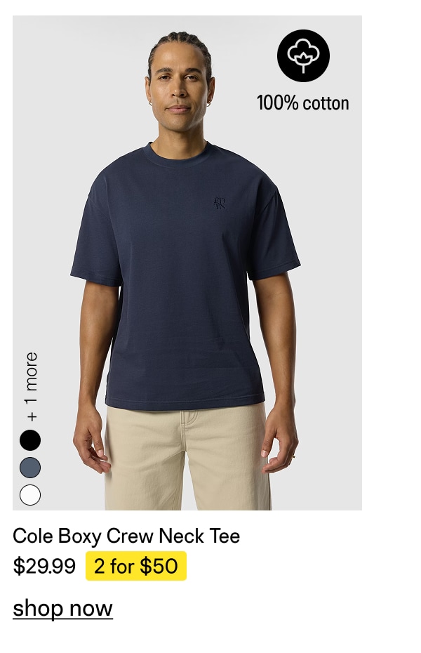 Steel Blue Cole Boxy Crew Neck Tee