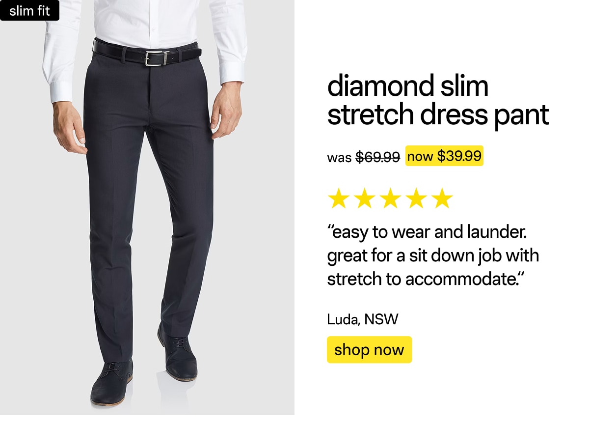 Smoke Diamond Slim Stretch Dress Pant