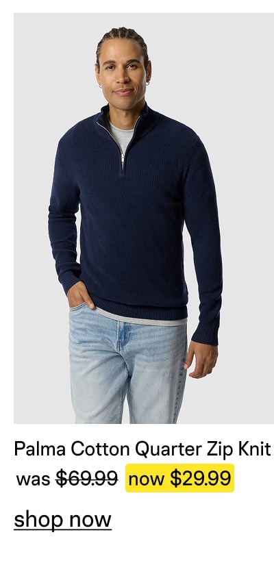 Dark Blue Palma Cotton Quarter Zip Knit
