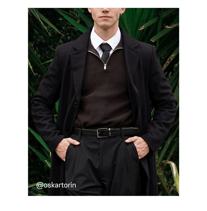 @oskartorin wears our hendon pleated pant as part of his winter uniform
