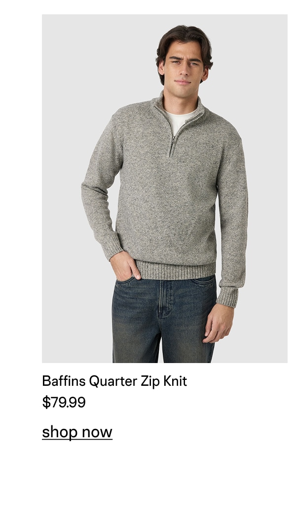 Grey Baffins Quarter Zip Knit