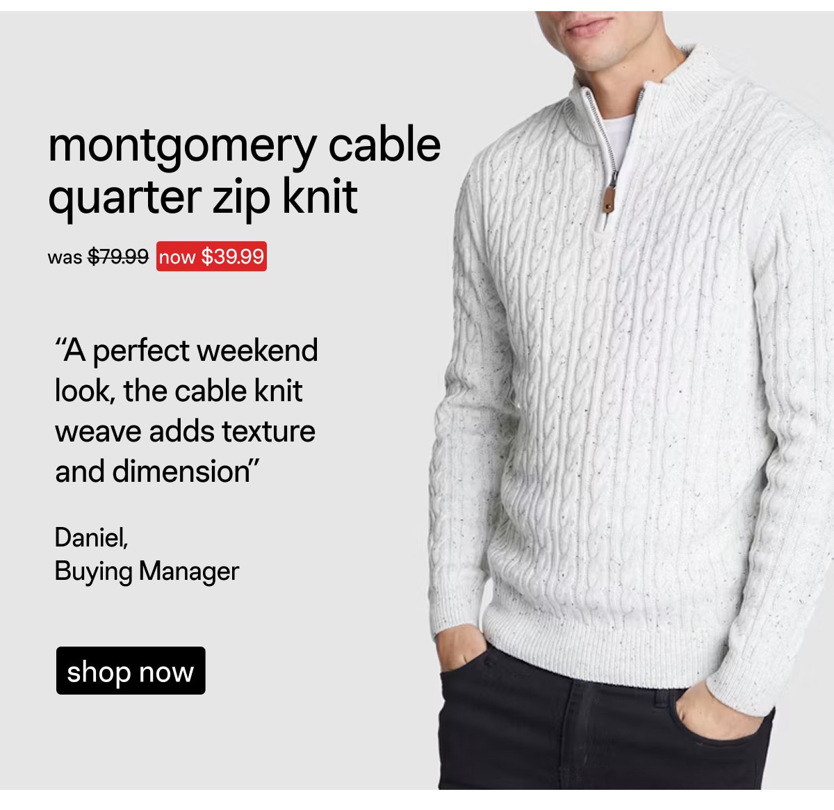 Oatmeal Montgomery Cable Quarter Zip Knit