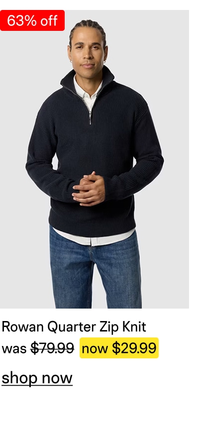 Navy Rowan Cotton Blend Quarter Zip Knit