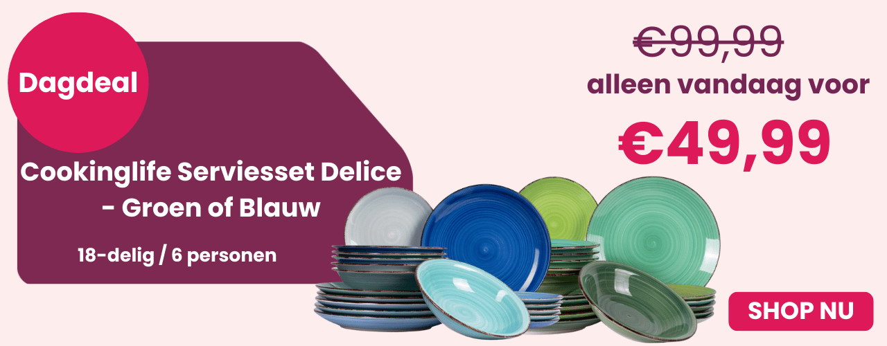 Dagdeal Cookinglife Serviesset Delice - Groen of blauw - 18-delig / 6 personen 