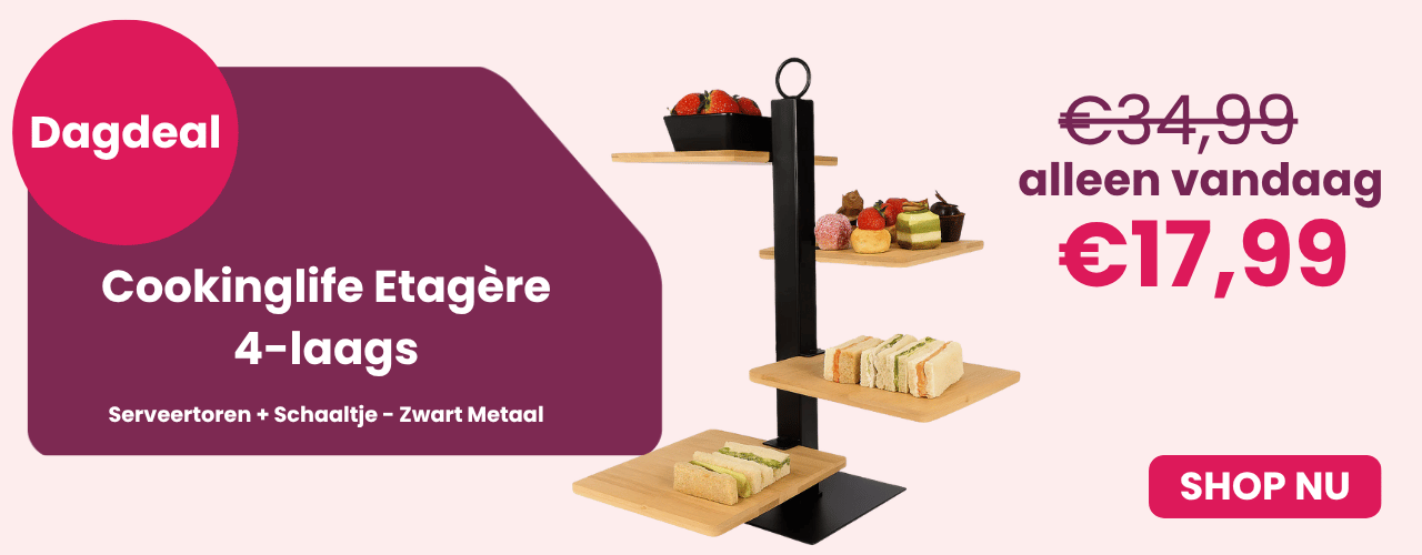 Dagdeal Cookinglife Etagère 4-laags - Serveertoren + Schaaltje - Zwart Metaal