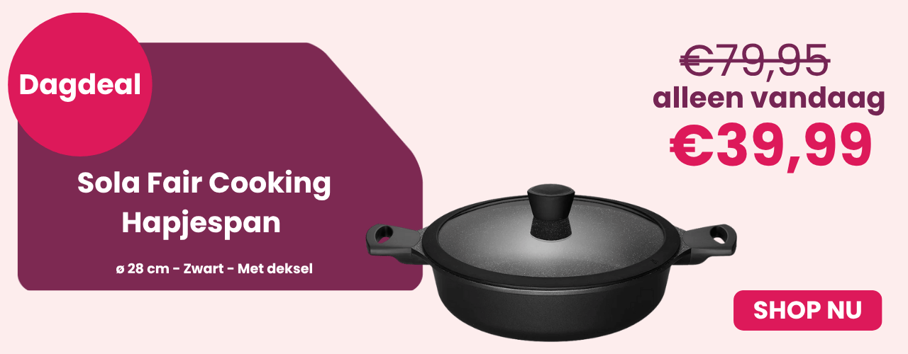 Dagdeal Sola Fair Cooking Hapjespan - ø 28 cm - Zwart - Met deksel