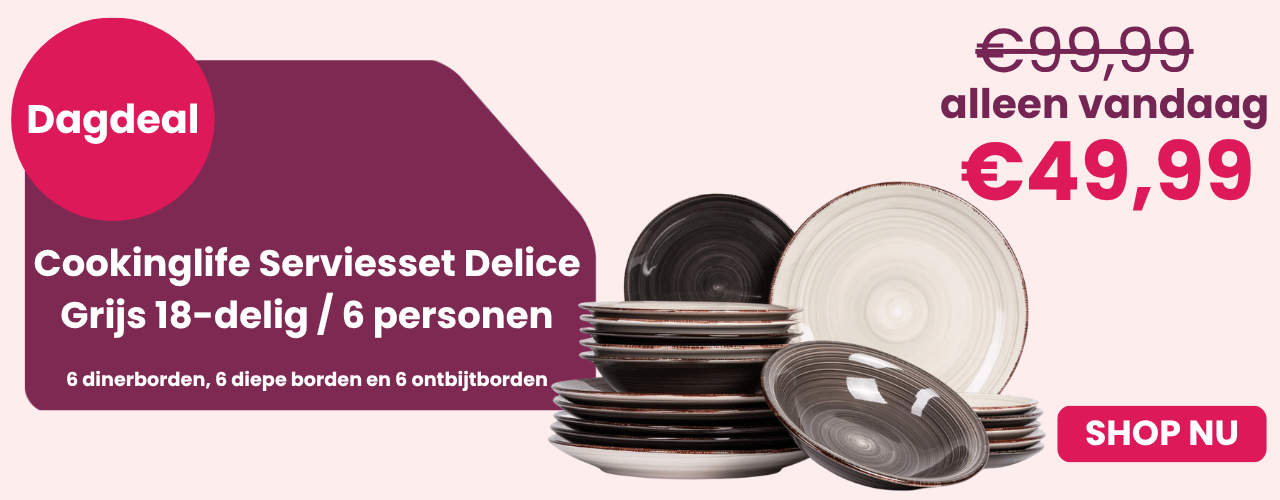 Dagdeal Cookinglife Serviesset Delice Grijs 18-delig / 6 personen