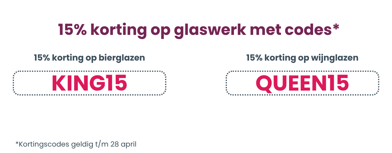 Koningsdag kortingscode - 15% korting op glaswerk