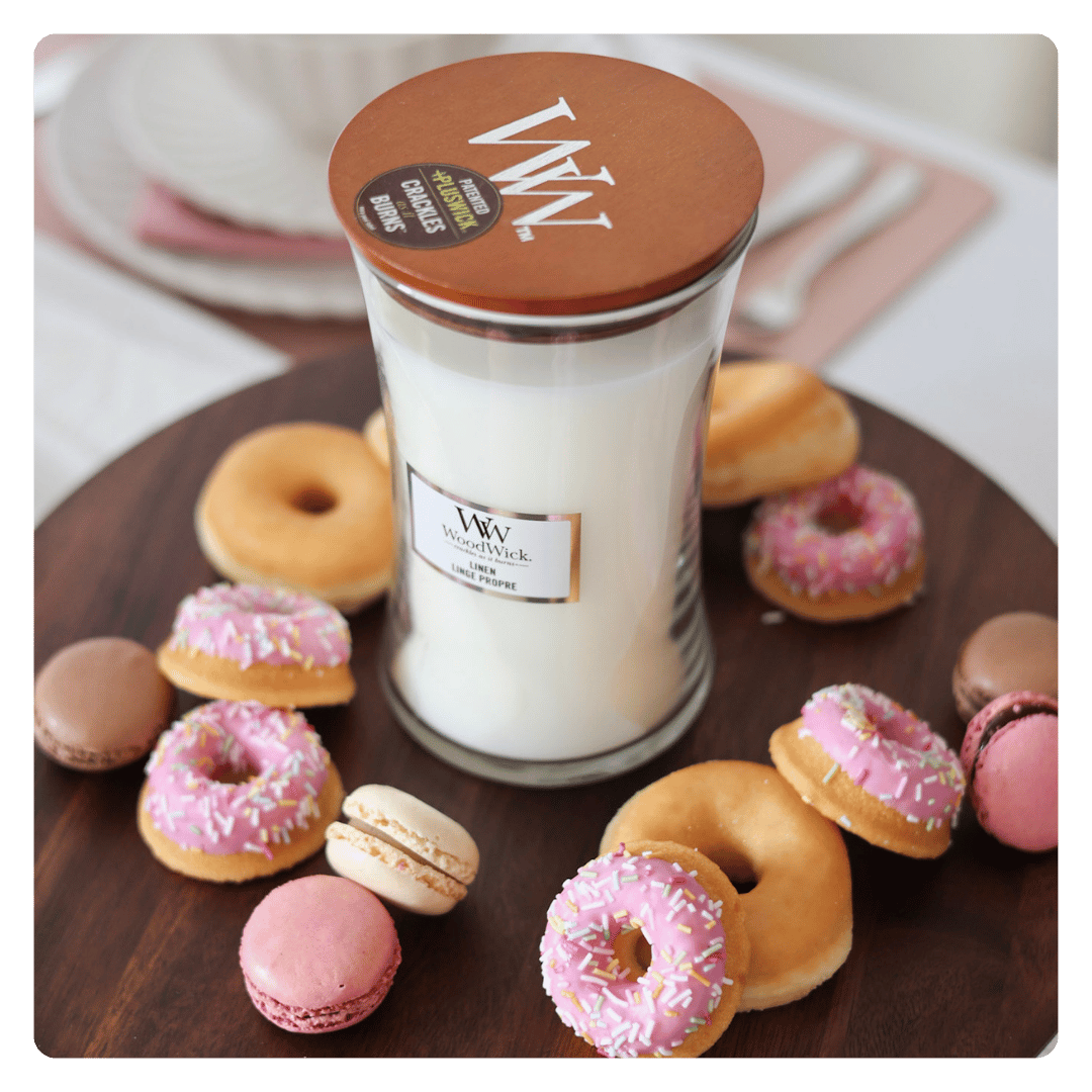 Woodwick kaars op plateau