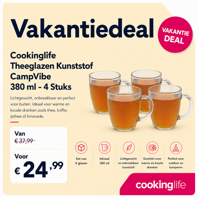 Vakantiedeal CampVibe Kunststof Theeglazen