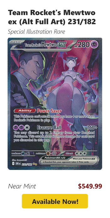 Team Rocket's Mewtwo ex (Alt Full Art) - 231/182 is available for $549.99!