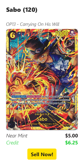 Sell your Sabo (120) for $5 today!