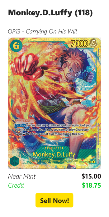 Sell your Monkey.D.Luffy (118) for $15 today!