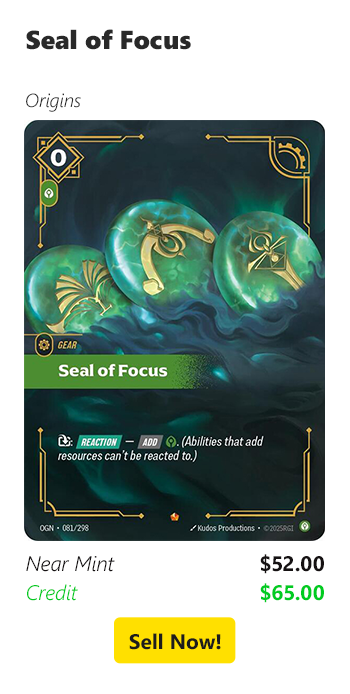 Sell your Seal of Focus for $17 today!
