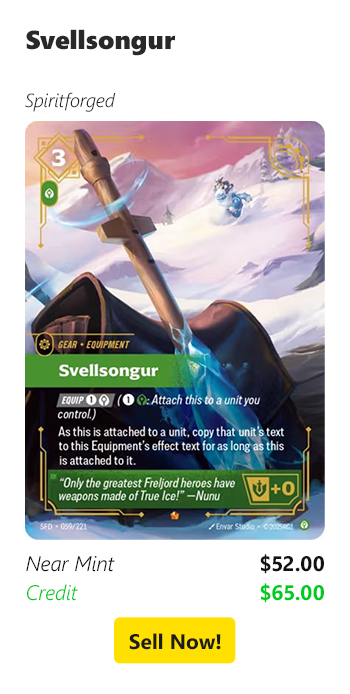 Sell your Svellsongur for $11 today!