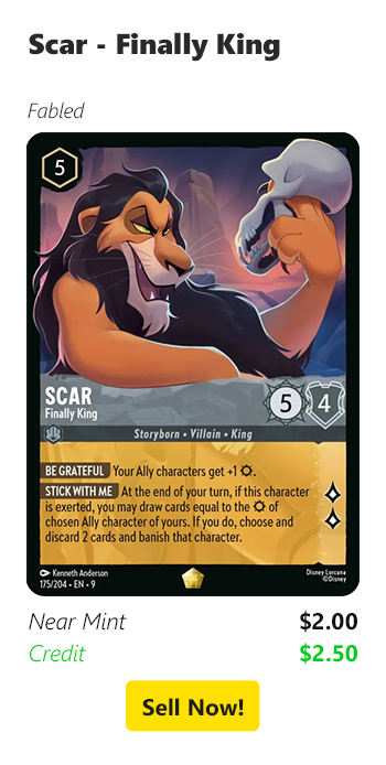 Sell your Scar - Finally King for $2 today!