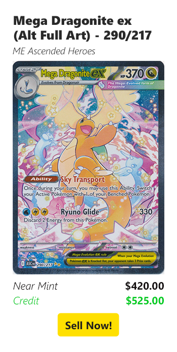Sell your Mega Dragonite ex (Alt Full Art) - 290/217 for $420 today!