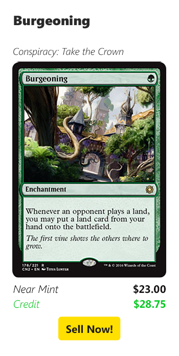 Sell your Burgeoning for $23 today!