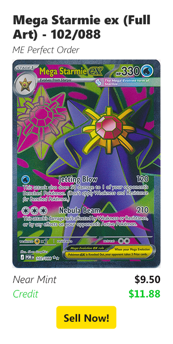 Sell your Mega Starmie ex (Full Art) - 102/088 for $9.50 today!