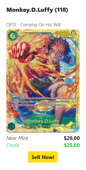Sell your Monkey.D.Luffy (118) for $20 today!