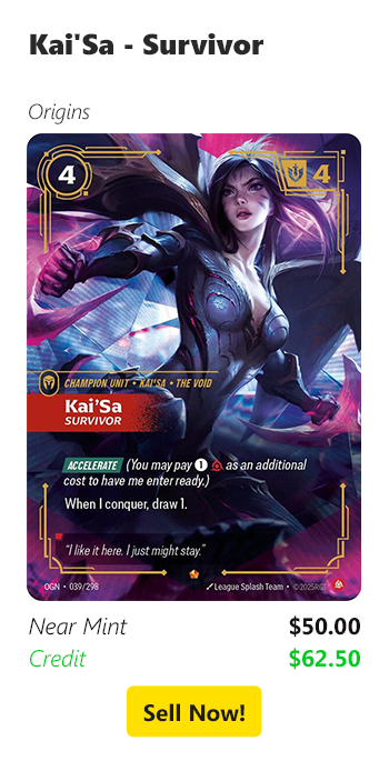 Sell your Kai'Sa - Survivor for $50 today!