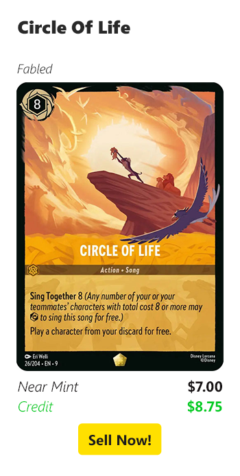 Sell your Circle Of Life for $7 today!