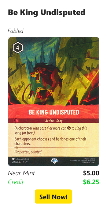 Sell your Be King Undisputed for $5 today!