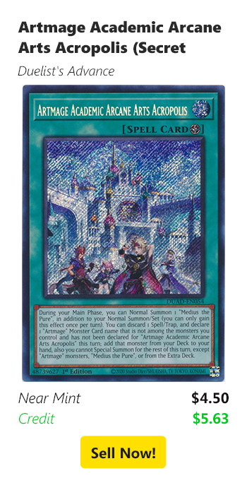 Sell your Artmage Academic Arcane Arts Acropolis (Secret Rare) for $4.50 today!