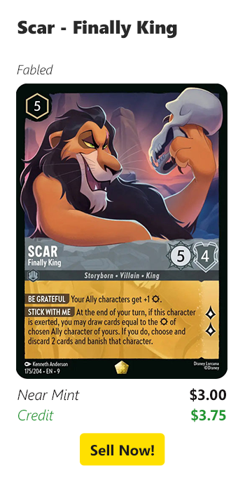 Sell your Scar - Finally King for $3 today!