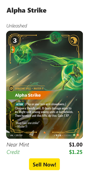 Sell your Alpha Strike for $1 today!