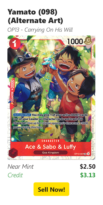 Sell your Ace & Sabo & Luffy for $2.50 today!