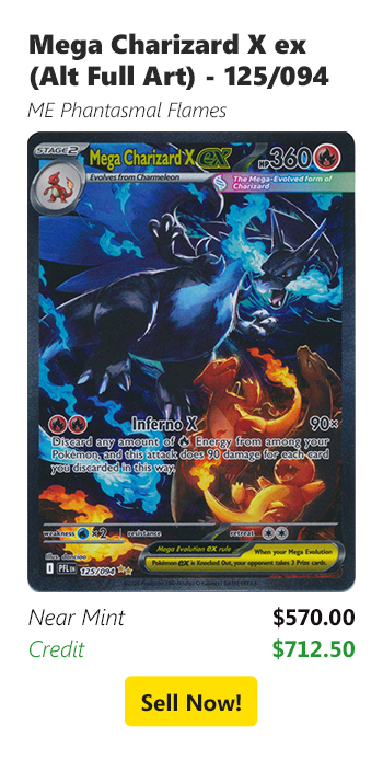 Sell your Mega Charizard X ex (Alt Full Art) - 125/094 for $570 today!