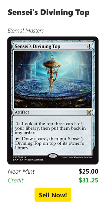 Sell your Sensei's Divining Top for $25 today!