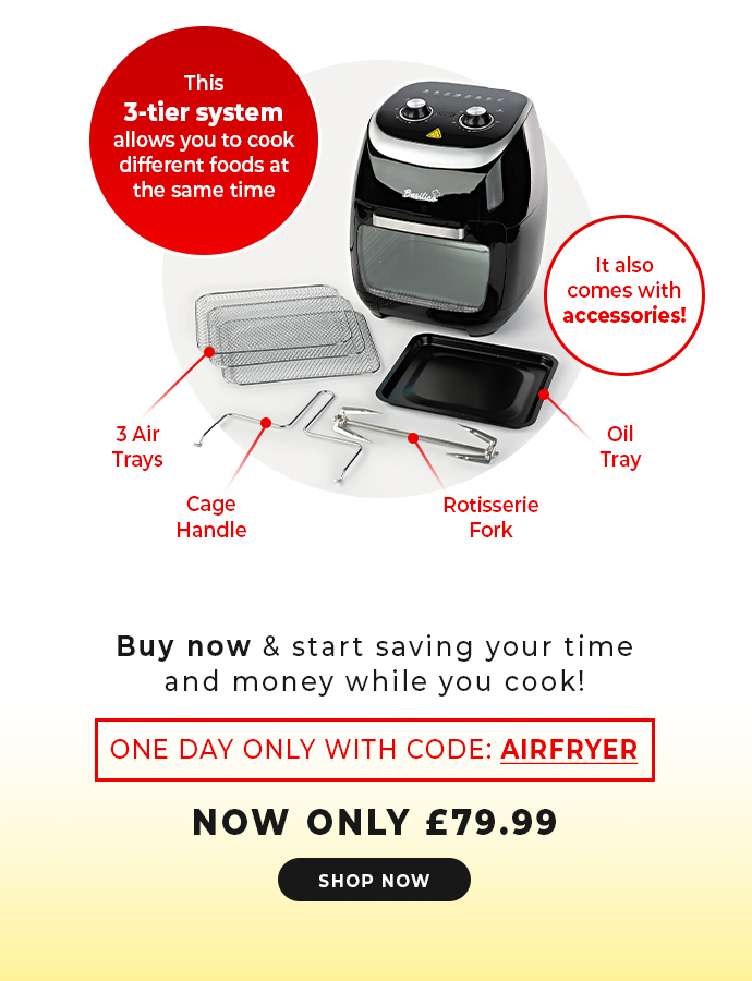 1 Day Only: Save £50 on a Low-Fat, Energy-Saving Air Fryer!