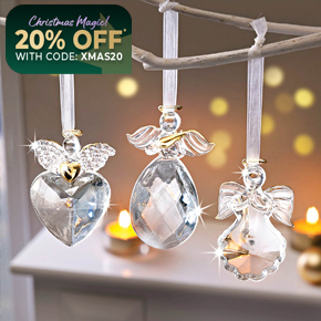 Set of 3 Glass Angel Hanging Decorations