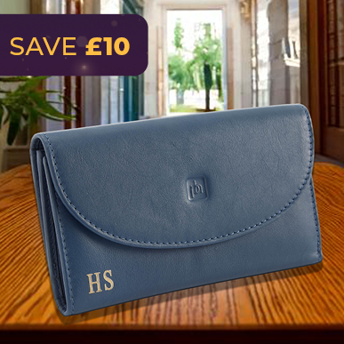 Personalised Navy Leather Bi-Fold Purse