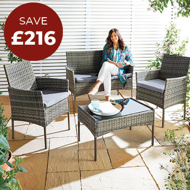 4-Piece Rattan Garden Furniture Set