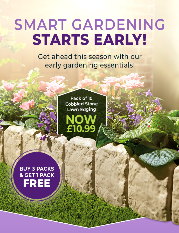 Lawn Edging Pack Cobbled Stone Pack 10 - Buy 3 & Get 1 Free