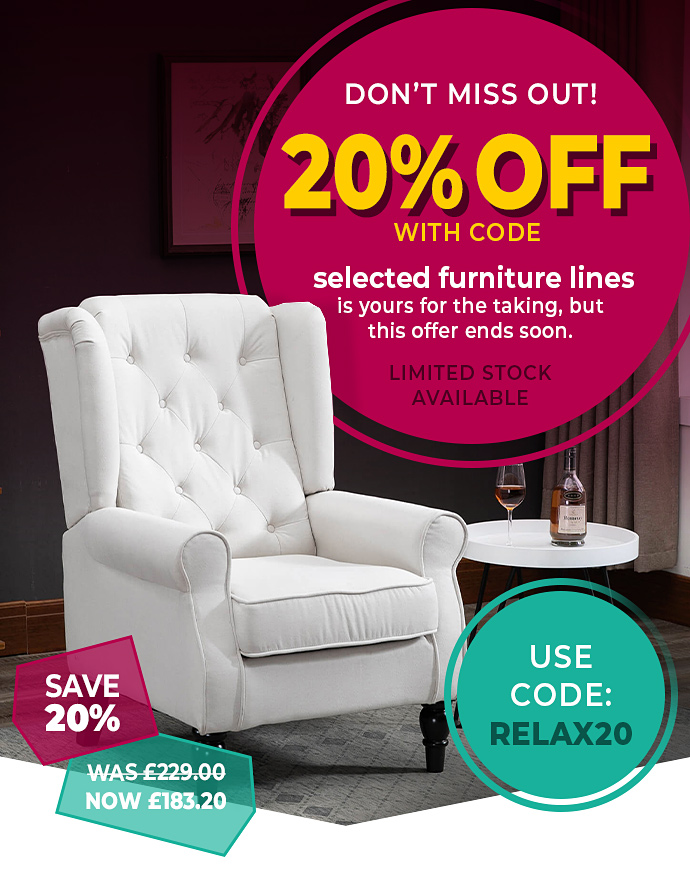 Your chance to save 20% on stylish furniture – shop now!