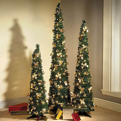 Pre-Lit Pop Up Slimline Christmas Tree