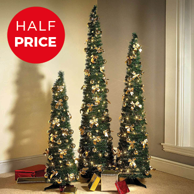 Pre-Lit Pop Up Slimline Christmas Tree