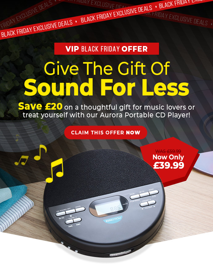 Aurora Portable CD/Radio Player with Built-In Speakers