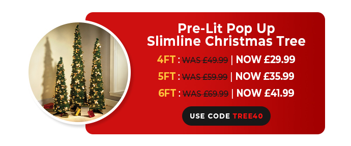 Pre-Lit Pop Up Slimline Christmas Tree