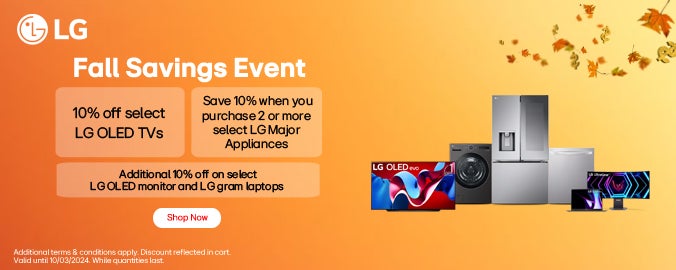 LG Fall Savings Event Save 10% when you purchase 2 or more select LG Major Appliances Shop Now