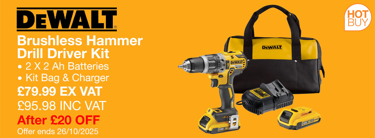 DEWALT® Brushless Hammer Drill Driver Kit - Includes 2 X 2 Ah Batteries With Kit Bag & Charger