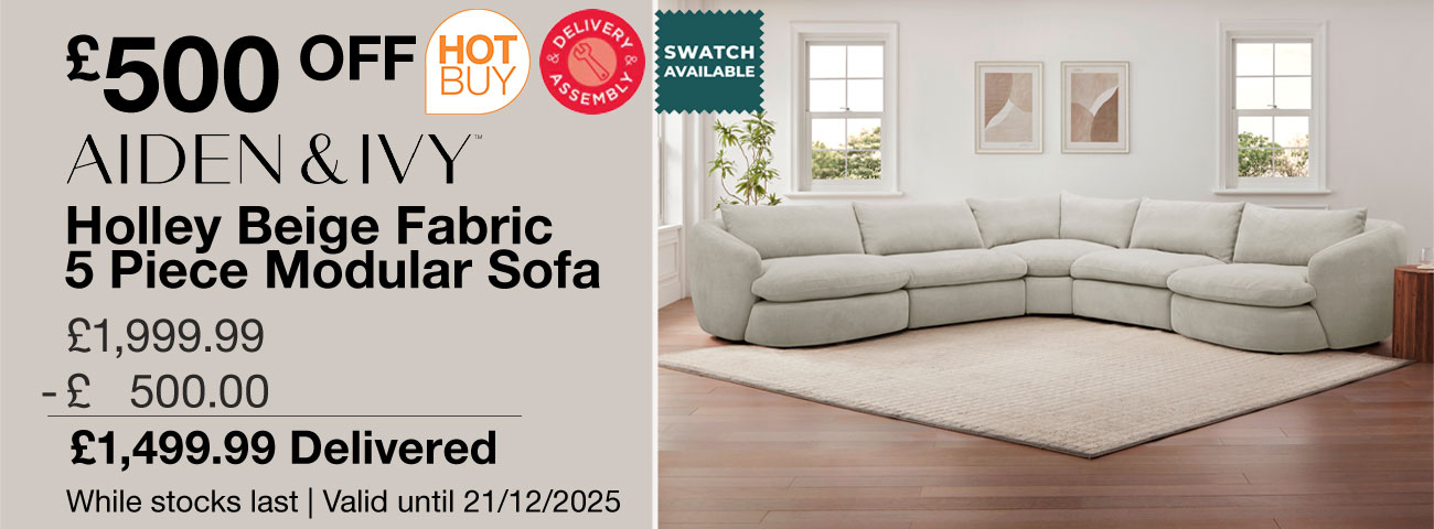 Aiden & Ivy Holley Beige Fabric 5 Piece Modular Sofa